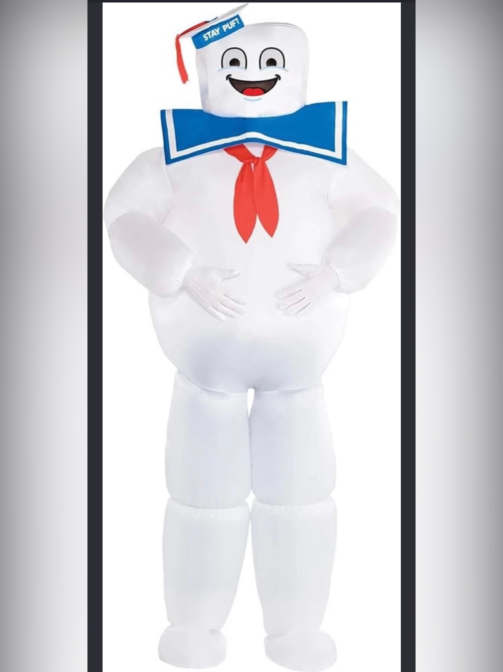 Ghostbusters Classic Stay Puft Inflatable Sailor Costume in White, Blue & Red